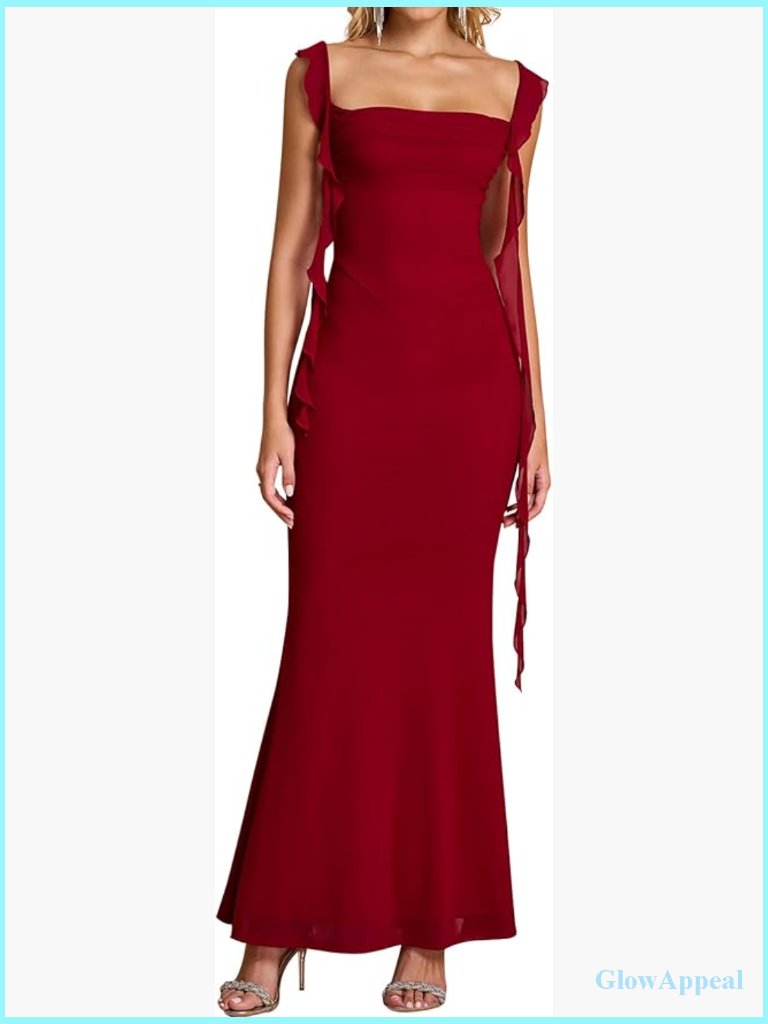 Elegant Ruffle Bodycon Maxi Dress For Women - Formal